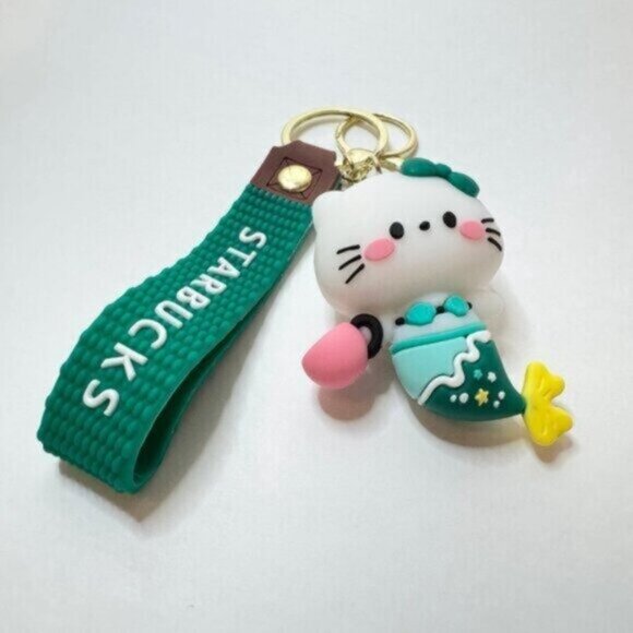 Starbucks Hello Kitty Mermaid Keychain Green Sanrio Collab Strap Bag Charm Cute - Picture 5 of 7